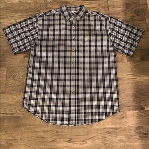 Vintage Walt Disney World Mickey Mouse Plaid Button Down Short Sleeve Shirt M